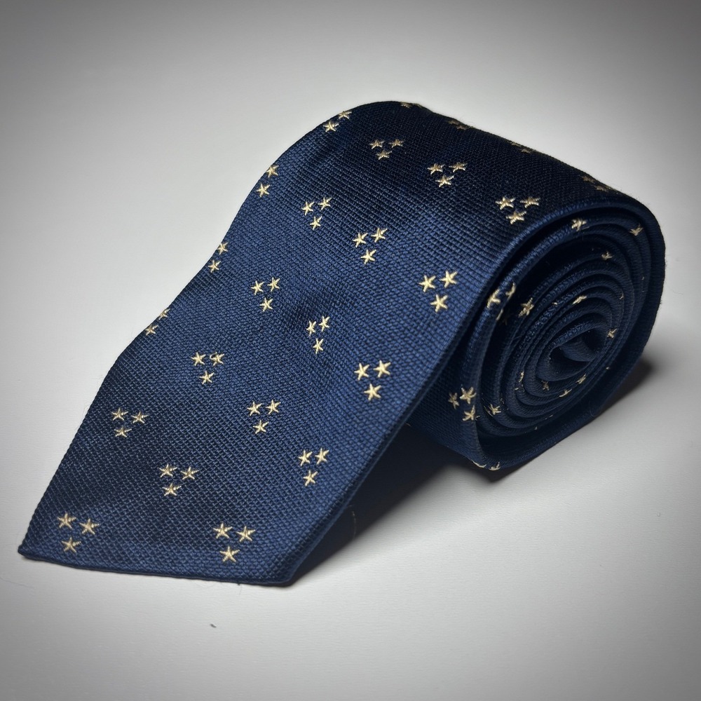 Polo Ralph Lauren Navy Silk Tie Star Constellation Necktie Made USA VTG Short